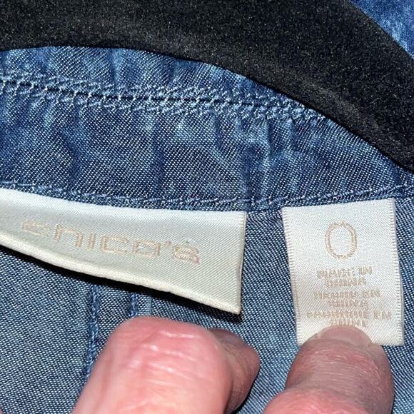 Chico’s Chambray Denim Sequin Vest Jacket | Chico’s Size 0 (XS) - Picture 7 of 9